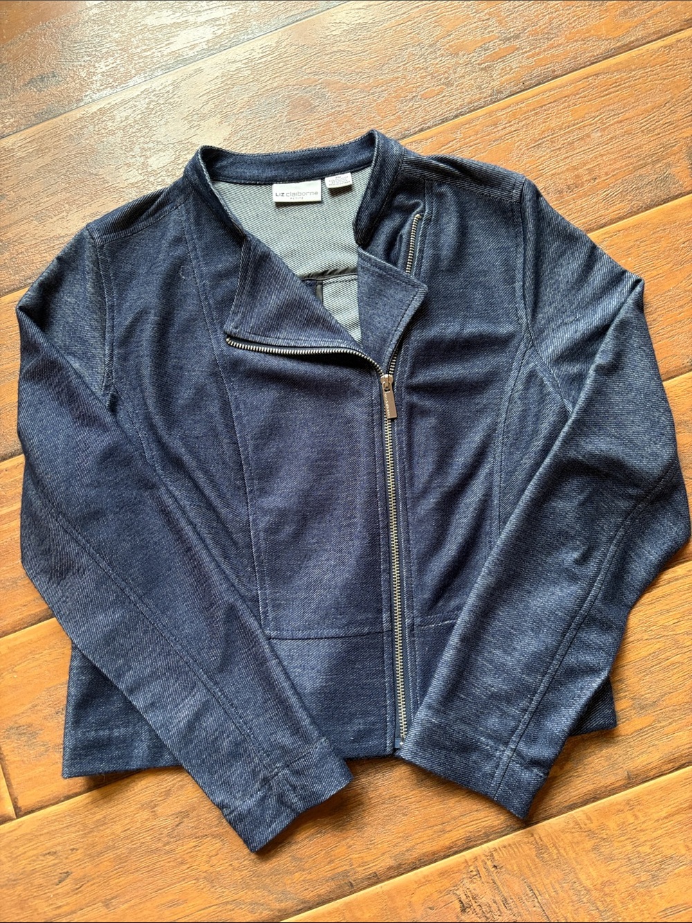 Liz Claiborne Dark Navy Zip-Front Jacket - Size PM